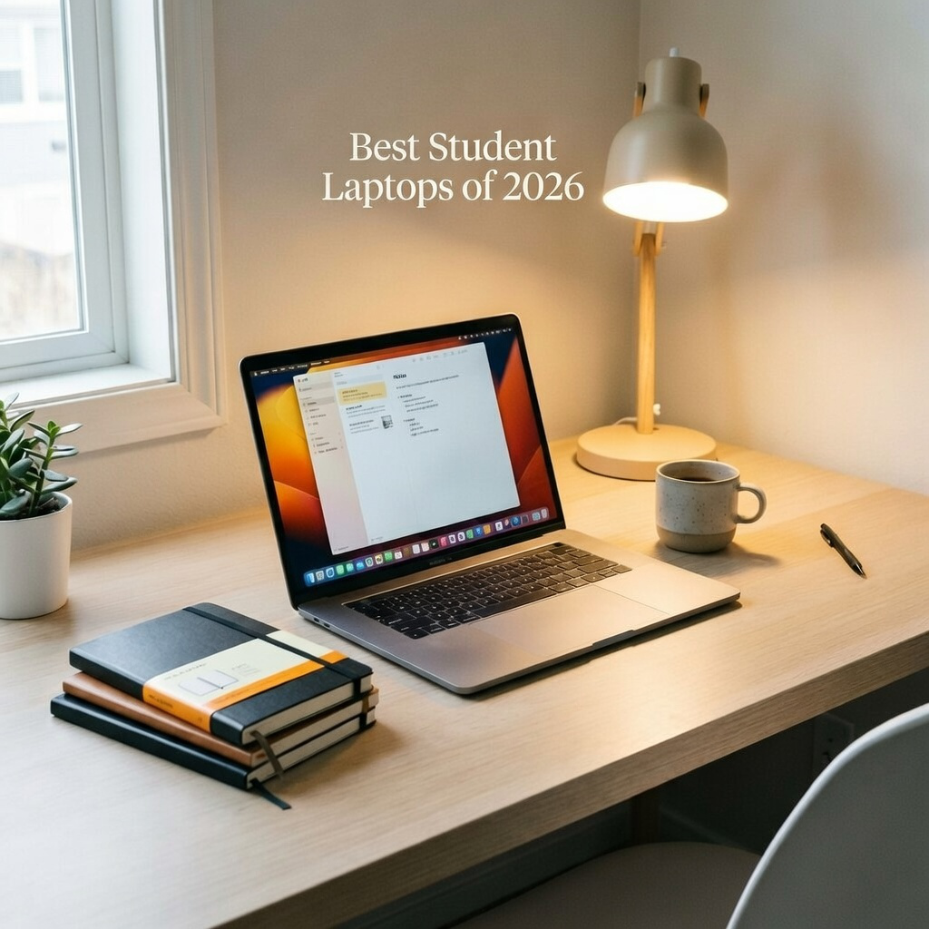 Collection of modern student laptops 2026